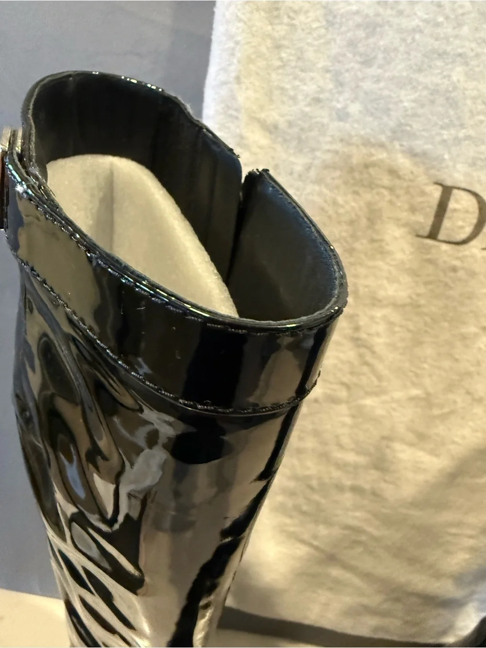 Dior Black Patent Leather Over-the-Knee Boots